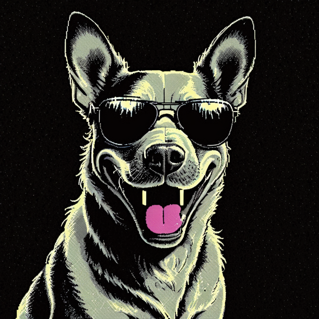 02752-2275807364-_lora_Macpaint-XL-000015_1_, Macpaint, a dog with a goofy smile wearing sunglasses at night, retro, pixel art, best quality, 80s.png
